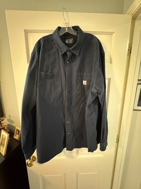 Carhartt Relaxed Fit Rugged Flex Navy Work Shirt Sz 3XL